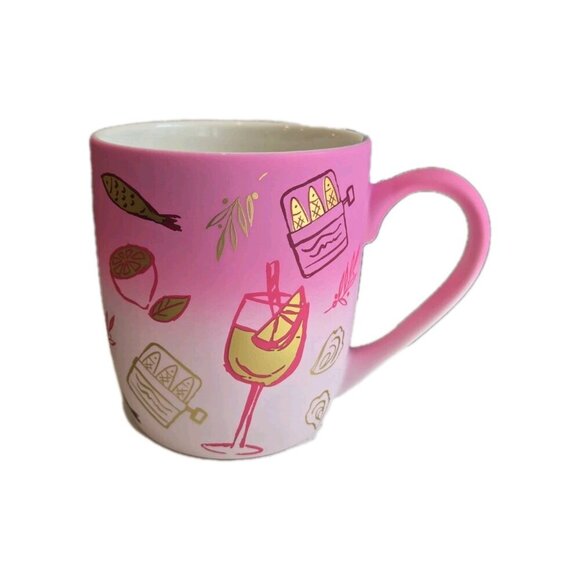 New Pink & Gold Sardines LEMON Cocktail Soft Touch Coffee Mug Gift - Picture 3 of 3